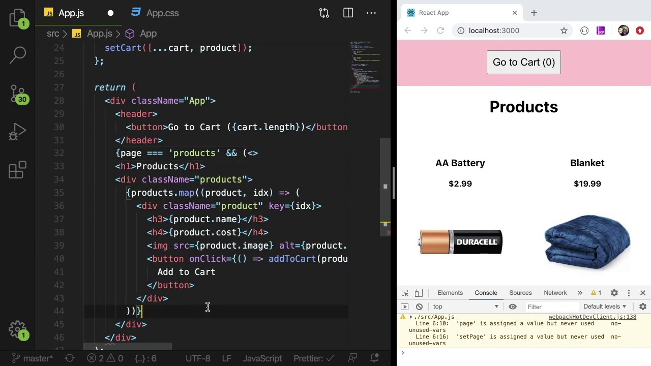 Live Coding A Shopping Cart Using React - YouTube