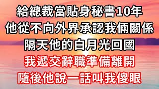 #路秘書辭職后 （一）給總裁當貼身秘書10年，他從不向外界承認我倆的關係，隔天他的白月光回國，我遞交辭職後離開，隨後他說一話叫我傻眼#心靈回收站