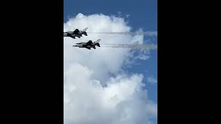 F16 Thunderbirds perform a very close flyby in front of crowd at Sanford Airshow #airshow #f16