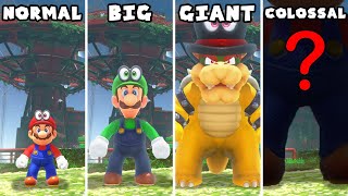 Super Mario Odyssey - Mini VS Small VS Big VS Giant VS Colossal Mario & Luigi & Bowser (Comparison)
