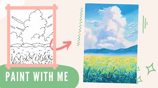 Paint With Me ☁️ | Chill Vibe 🌿 | Long Gouache Painting Process | Part 1