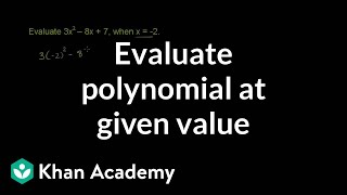 Evaluating a polynomial at a given value | Algebra I | Khan Academy