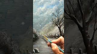#shorts | How to paint snow in acrylics #painting #acrylicpainting #snow #art #fence