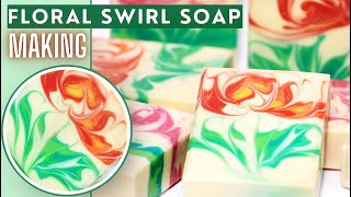 Floral Swirl Soap 🌺& recipe | Drowned mobile phone in soap😱Gaspa swirl?