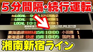 【湘南新宿ラインの謎ダイヤ】5分間隔で運転される湘南新宿ライン東海道線直通電車 土休日下り埼京線新宿駅(東海道線・横須賀線・相鉄線直通・りんかい線直通) 山手貨物線・品鶴線経由