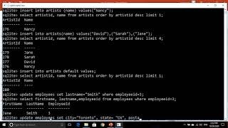 Dml (insert, update, delete) tcl (commit, rollback) practice in Sqlite.