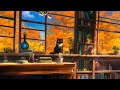 Lofi With My Cat || Window in room view on Autumn 🍂🐈‍⬛ Chill/Sleep/Healing [ Lofi Mix - Lofi Songs ]