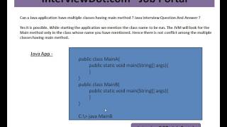 Can a Java application have multiple classes having main method Java Interview Question And Answer