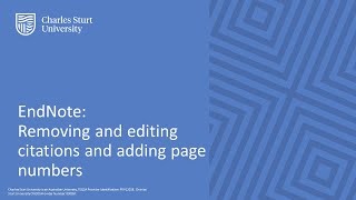 EndNote: Removing and editing citations and adding page numbers