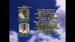 Mary M. Louisy ~ Short Obituary