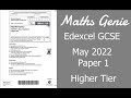 Edexcel GCSE Maths May June 2022 1H Exam Paper Walkthrough