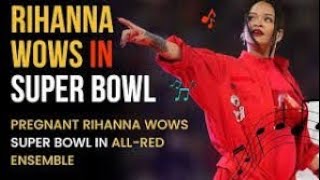 Pregnant Rihanna wows Super Bowl in all red ensemble - Global News