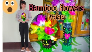 How to make 5 minutes craft, Bamboo flowers vase, homemade decor hack, ideas
