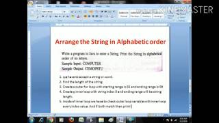 String | Alphabetical order String print using bluej
