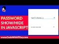 Password Show Hide Using JavaScript | Toggle Show and Hide Password in JavaScript [2019]
