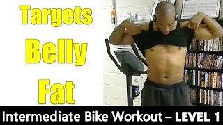 Intermediate Stationary Bike Weight Loss Workout for Belly Fat. 40 Minutes