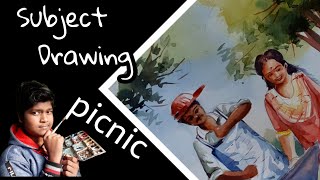 Picnic 🔥 subject drawing in watercolour / watercolour subject drawing/competition painting #artist