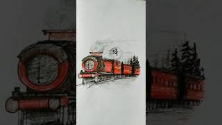 platform number 9 3/4 | drawing a train from harry potter #shorts