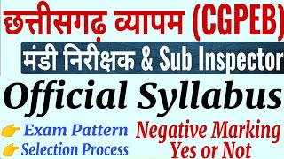 CG Vyapam Sub Inspector Syllabus 2021 | CG Vyapam Mandi Inspector Syllabus 2021 |CGPEB Syllabus 2021