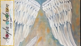 ANGEL WINGS Acrylic Painting Tutorial Easy Beginner Canvas LIVE