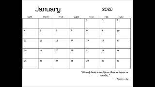 FREE 2026 Calendar Monthly 12 pages Printable