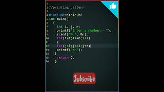 #74🖥🖲C Pattern program🖥C Language Tutorial👨🏫📂📓#shorts #cprogramming