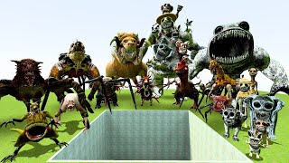 BIG HOLE ALL NEW ZOOCHOSIS ANIMALS vs ALL ZOONOMALY MONSTERS SPARTAN KICKING in Garry's Mod!