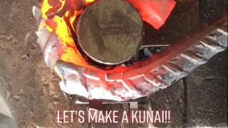 Blacksmith forging a Kunai out of rebar!