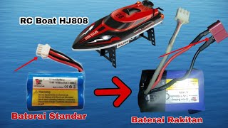 Merakit baterai 2s untuk RC boat HJ808 dan mengganti soket baterai aslinya