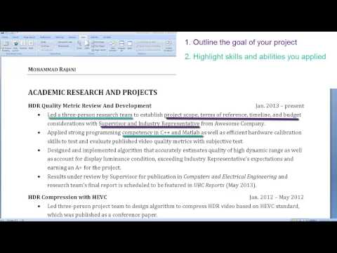 Graduate student resumes: highlighting an academic project Graduate student resumes: highlighting an academic project