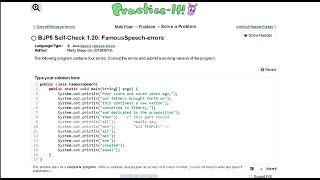 Java Practice-it Introduction to Java Programming | Self-Check 1.20 FamousSpeech-errors