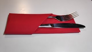 Fold paper napkin for cutlery. Easy, elegant and fast.