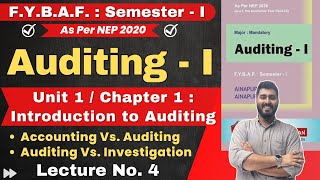 FYBAF Auditing - I | F.Y.B.A.F. : Semester - 1 | Chapter 1 Introduction to Auditing | Lecture No. 4