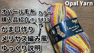 【オパール毛糸購入品⑦】メリヤス編み風をゆっくり説明しているだけの動画です☆Crochet Frame Purse with Opal Yarn☆カラー：5433