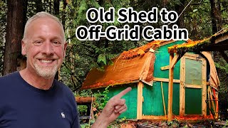 Off-Grid Tiny Cabin Transformation | From Dilapidated Shed to Cozy Bunkhouse