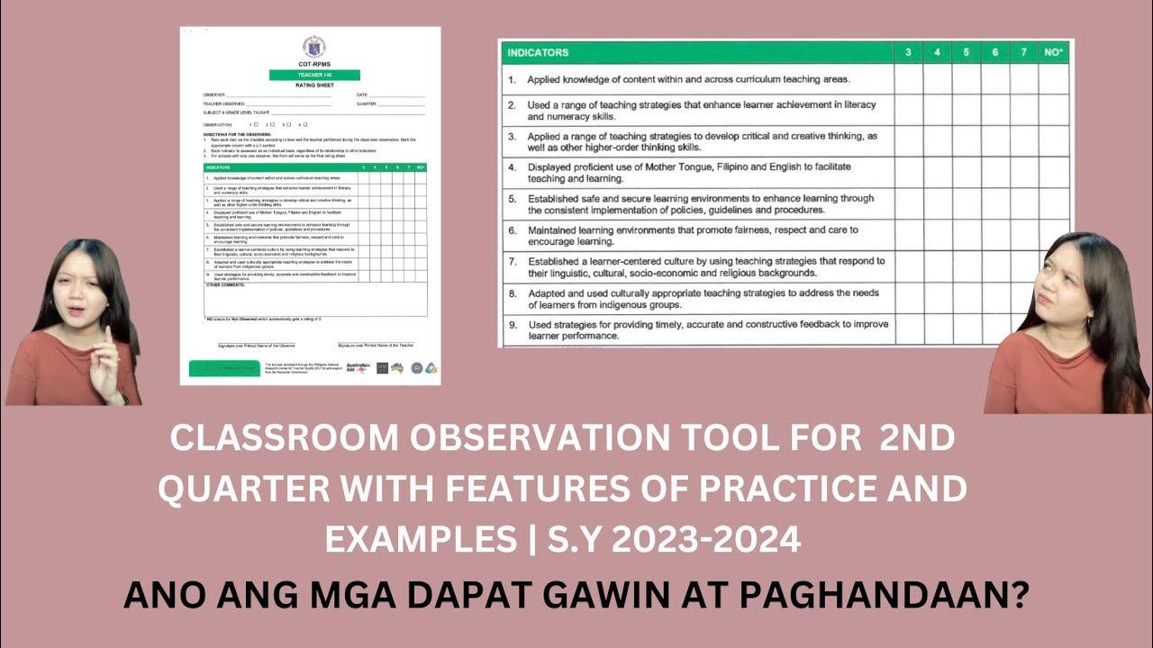 Matatag Grade 4 Classroom Observation Indicators