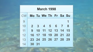 March 1998 Calendar