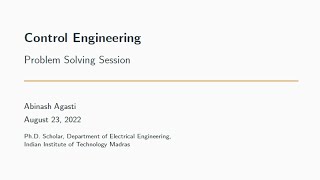 Control Engineering - NPTEL Problem Solving Session 4