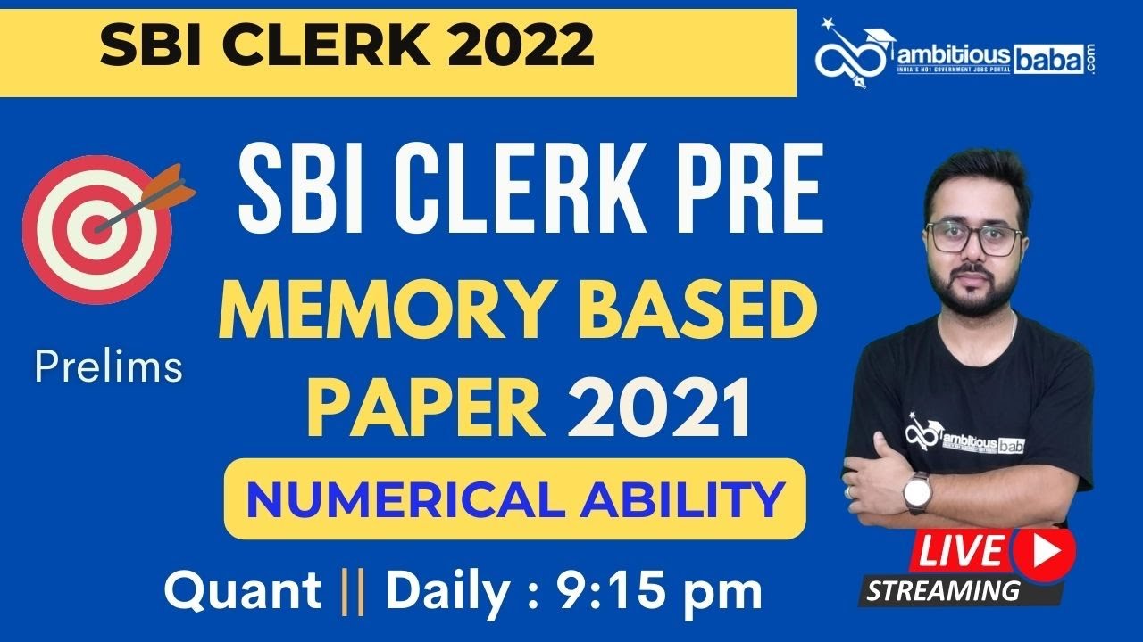 SBI Clerk Prelims 2021 || Memory Based Paper Quant || By KD Sir - YouTube