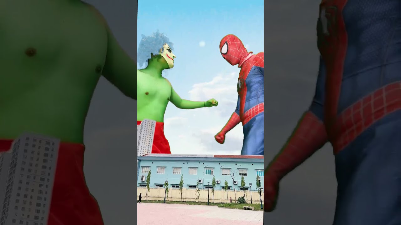 Brave Red Spider-Man fights to defeat the Green giant bad guys #spideylife #shorts