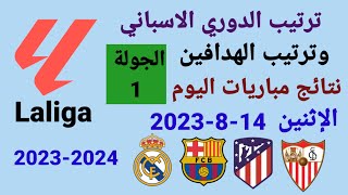 ترتيب الدوري الاسباني وترتيب الهدافين ونتائج مباريات اليوم الاثنين 14-8-2023 من الجولة 1