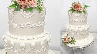 Vintage Wedding Cake Decorating for a Spring or Summer Wedding 🍰 White Wedding Cake Piping Tutorial