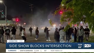 Side show blocks intersection in Central Bakersfield