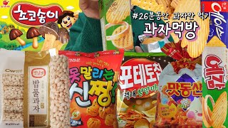 [과자먹방 브이로그] 과자 좋아하면 들어와😎 26분동안 과자만 먹는 과자지옥🍪 못말리는신짱 포테토칩먹태청양마요맛 맛동산 밥풀과자 쌀과자 에이스 예감 초코송이 MUKBANG VLOG