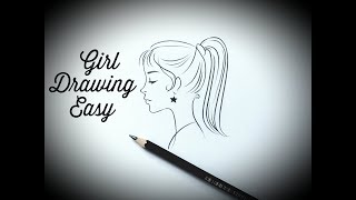 How to draw a girl easy(side face view)drawing girl face sketch easy step by step for beginners