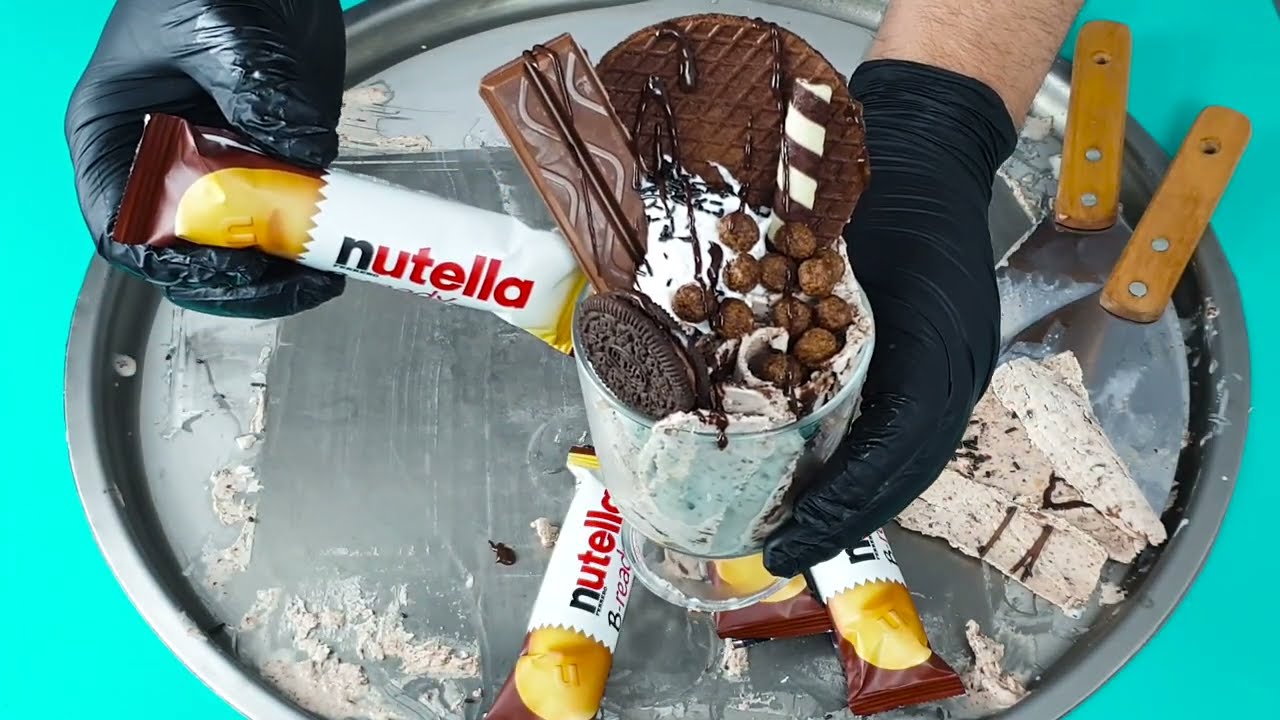 Nutella B-ready Ice Cream Rolls Street Food - نوتيلا - ايس كريم على ...