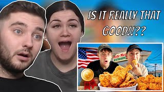 British Couple Reacts to Brits try Best Fried Chicken in America!