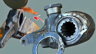 How a Master Revived a Broken Truck Brake Slack Adjuster with Simple Materials