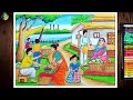 How To Draw Village Market Easy | Village Market Drawing Easy | Bazar Drawing | Market Drawing