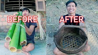 Crafting a Basket out of Bamboo Strips丨Bamboo Woodworking Art